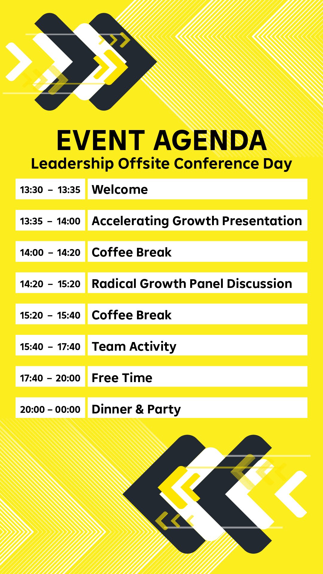 Event Agenda - Leadership Offsite Conference Day